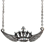 Silver Crown Double Wing Chain Necklace