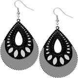 Gray Open Teardrop Earrings