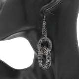Gray Double Hoop Chain Link Dangle Earrings