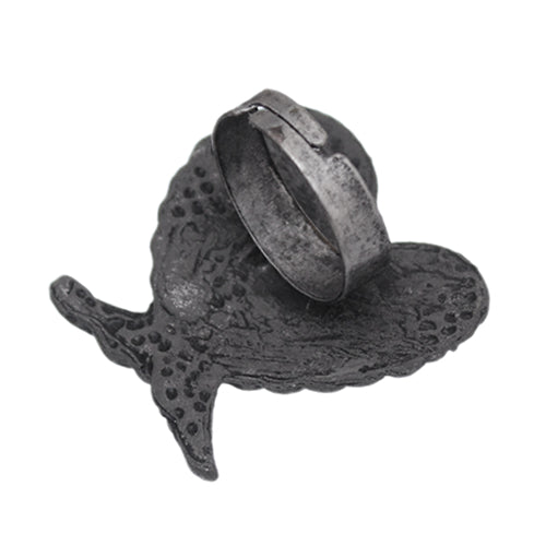 Blue Beaded Double Wing Adjustable Ring