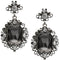 Gray Rhinestone Large Gem Earrings