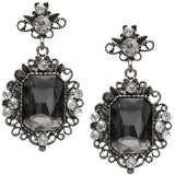Gray Rhinestone Large Gem Earrings