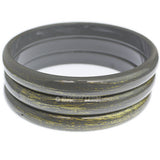 Gray 3-Piece Gold Brush Stacked Bracelets