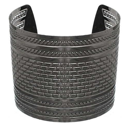 Gray Hammered Metal Cut Bracelet