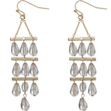 Gray 3 Tier Beaded Dangle Earrings