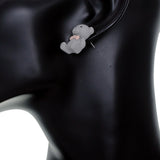Gray Bow Tie Mini Teddy Bear Earrings