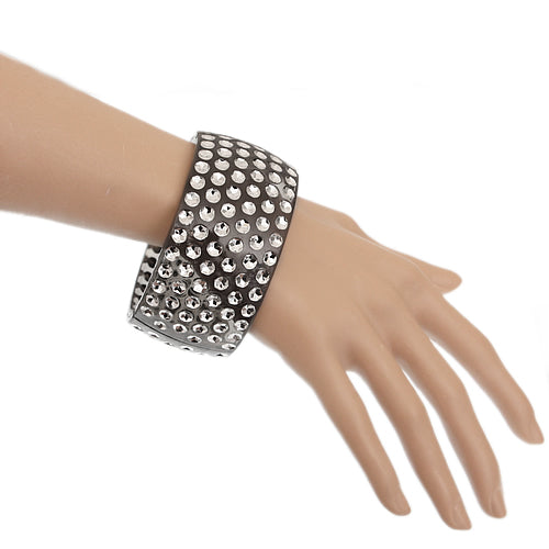 Gray Six Row Hinged Bracelet