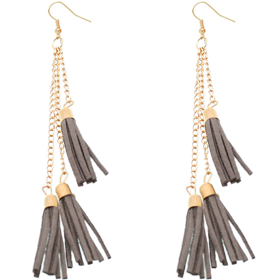 Gray Tassel Earrings