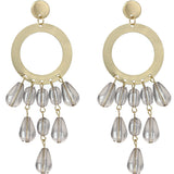 Gray Transparent Beaded Hoop Dangle Earrings