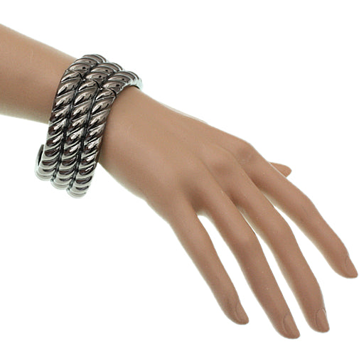 Gray Wavy Hinged Bracelet