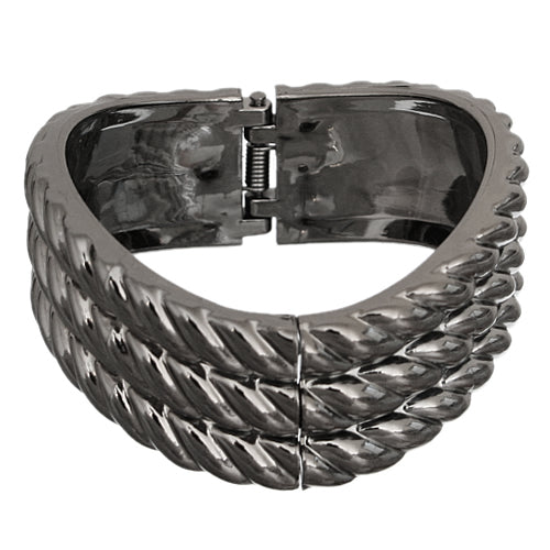 Gray Wavy Hinged Bracelet