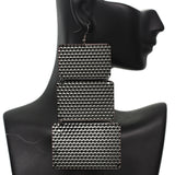 Gunmetal Hammered Lightweight Dangle Link Earrings
