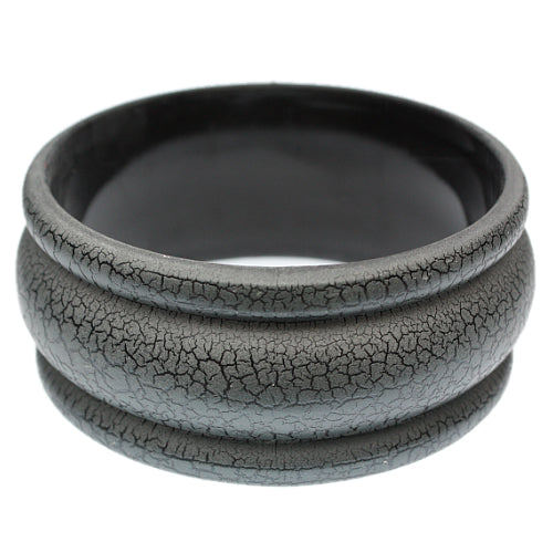 Gray Matte Crackle Bangle Bracelet
