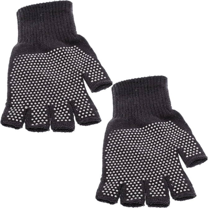 Dark Gray Dotted Fingerless Mitten Gloves