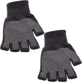 Dark Gray Dotted Fingerless Mitten Gloves