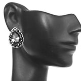 Gray Teardrop Gemstone Post Earrings