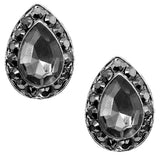 Gray Teardrop Gemstone Post Earrings