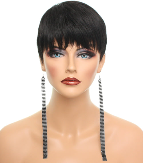 Hematite Long Mesh Drop Dangle Sparkle Earrings