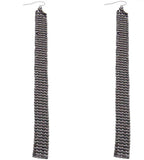 Hematite Long Mesh Drop Dangle Sparkle Earrings