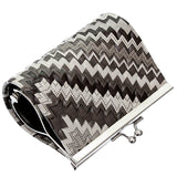 Gray Faux Leather Chevron Kisslock Coin Purse
