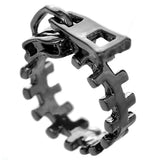 Pewter Zigzag Zipper Pull Statement Ring