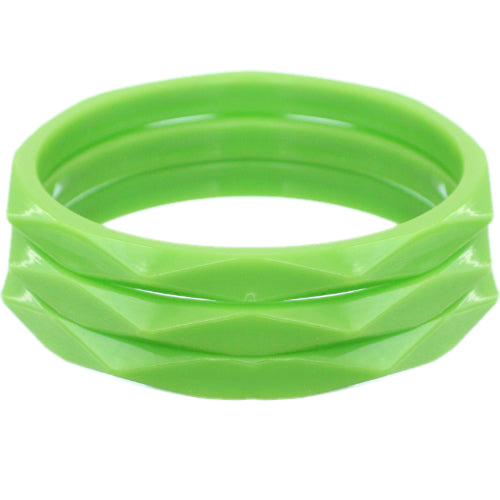 Green 3-Piece Flat Design Stacked Bracelets