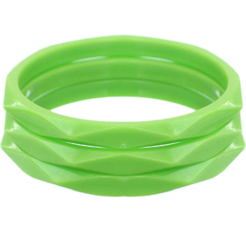 Green 3-Piece Flat Design Stacked Bracelets
