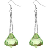 Green Large Gemstone Chain Earrings