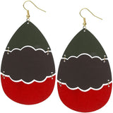 Brown Wooden Link Colorblock Teardrop Earrings