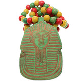 Green Wooden Beaded King Tut Mask Necklace