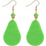 Green Avocado Beaded Pave Rhinestone Felt Earrings