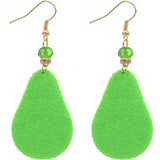 Green Avocado Beaded Pave Rhinestone Felt Earrings