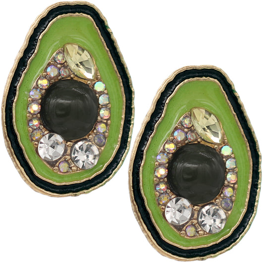 Green Avocado Shaped Stud Earrings