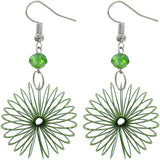 Green Bead Coil Slinky Dangle Earrings