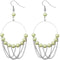 Green Beaded Intertwined Chain Hoop Earrings