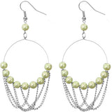 Green Beaded Intertwined Chain Hoop Earrings