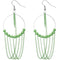 Green Beaded Chain Hoops Earrings