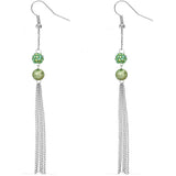 Green Beaded Fireball Chain Earrings