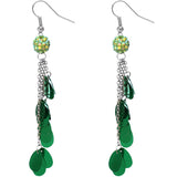 Green Beaded Fireball Confetti Chain Earrings