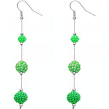 Green Beaded Fireball Gradual Drop Earrings