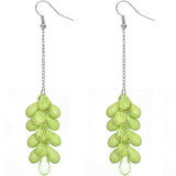 Green Beaded Layer Drop Chain Earrings