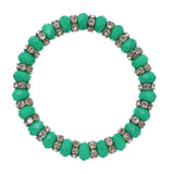 Green Rhinestone Stretch Bead Bracelet