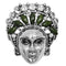 Green Beaded Rhinestone Female Face Adjustable Ring