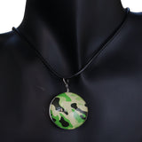 Green Black Camo Murano Glass Cord Necklace