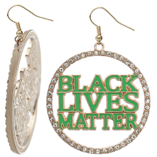 Green Black Lives Matter Metal Hoop Earrings