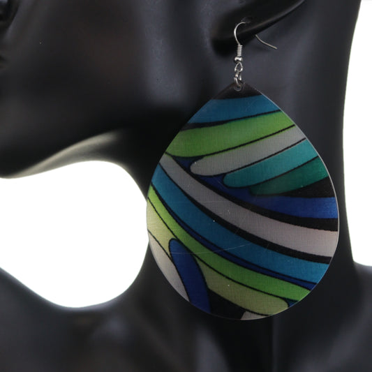 Blue Large Acrylic Teardrop Earrings