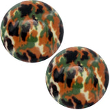 Green Brown Army Camo Large Button Stud Earrings