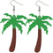 Green Brown Palm Tree Wooden Earrings