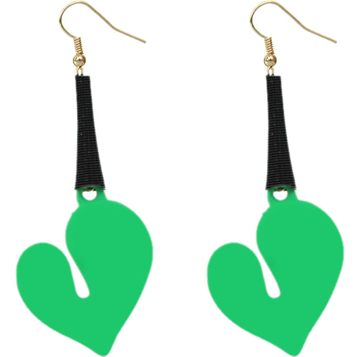 Green Bubble Heart Earrings