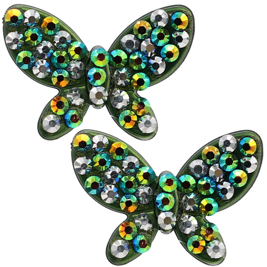 Green Butterfly Beaded Stud Earrings
